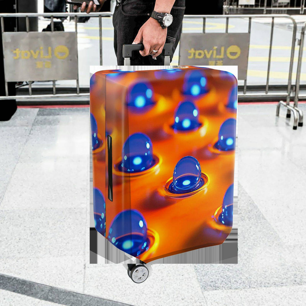 1-Piece Abstract Bubble Orange Blue Modern Artistic Colorful  Suitcase Luggage Cover, Stretch Protective Sleeve