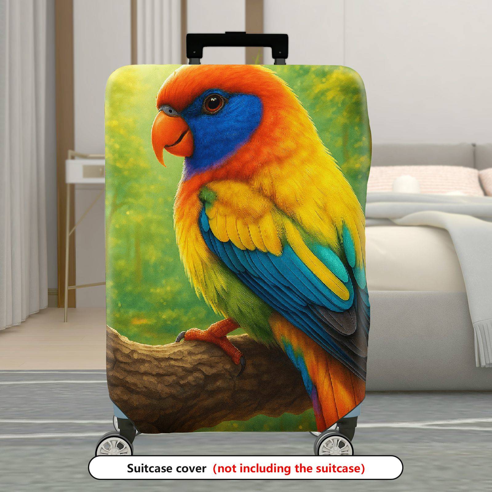 1-Piece Colorful Parrot Forest Artistic Vibrant Exotic  Suitcase Luggage Cover, Stretch Protective Sleeve