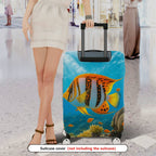 1-Piece Aquatic Fish Coral Ocean Scenic Vibrant  Suitcase Luggage Cover, Stretch Protective Sleeve