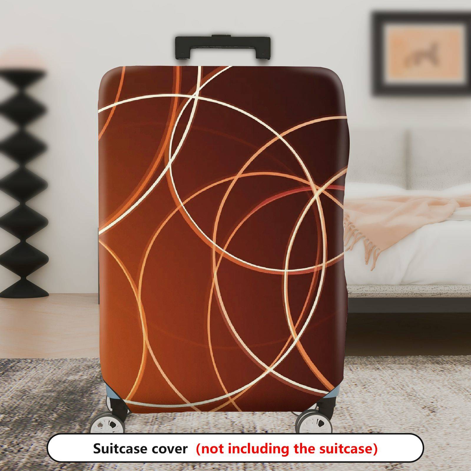 1-Piece Brown Pattern Stylish Modern Geometric Abstract  Suitcase Luggage Cover, Stretch Protective Sleeve