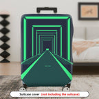 1-Piece Geometric  Futuristic Tunnel Dark Blue Green  Suitcase Luggage Cover, Stretch Protective Sleeve