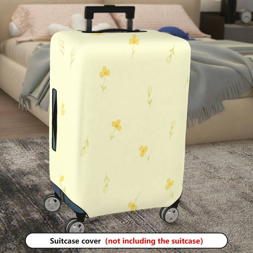 1-Piece Floral Botanical Watercolor Simple Yellow  Suitcase Luggage Cover, Stretch Protective Sleeve