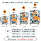 1-Piece Dino  Skateboard Palm Tree Fun  Suitcase Luggage Cover, Stretch Protective Sleeve