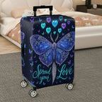 1-Piece Butterfly Heart Starry Blue Love Cosmic  Suitcase Luggage Cover, Stretch Protective Sleeve