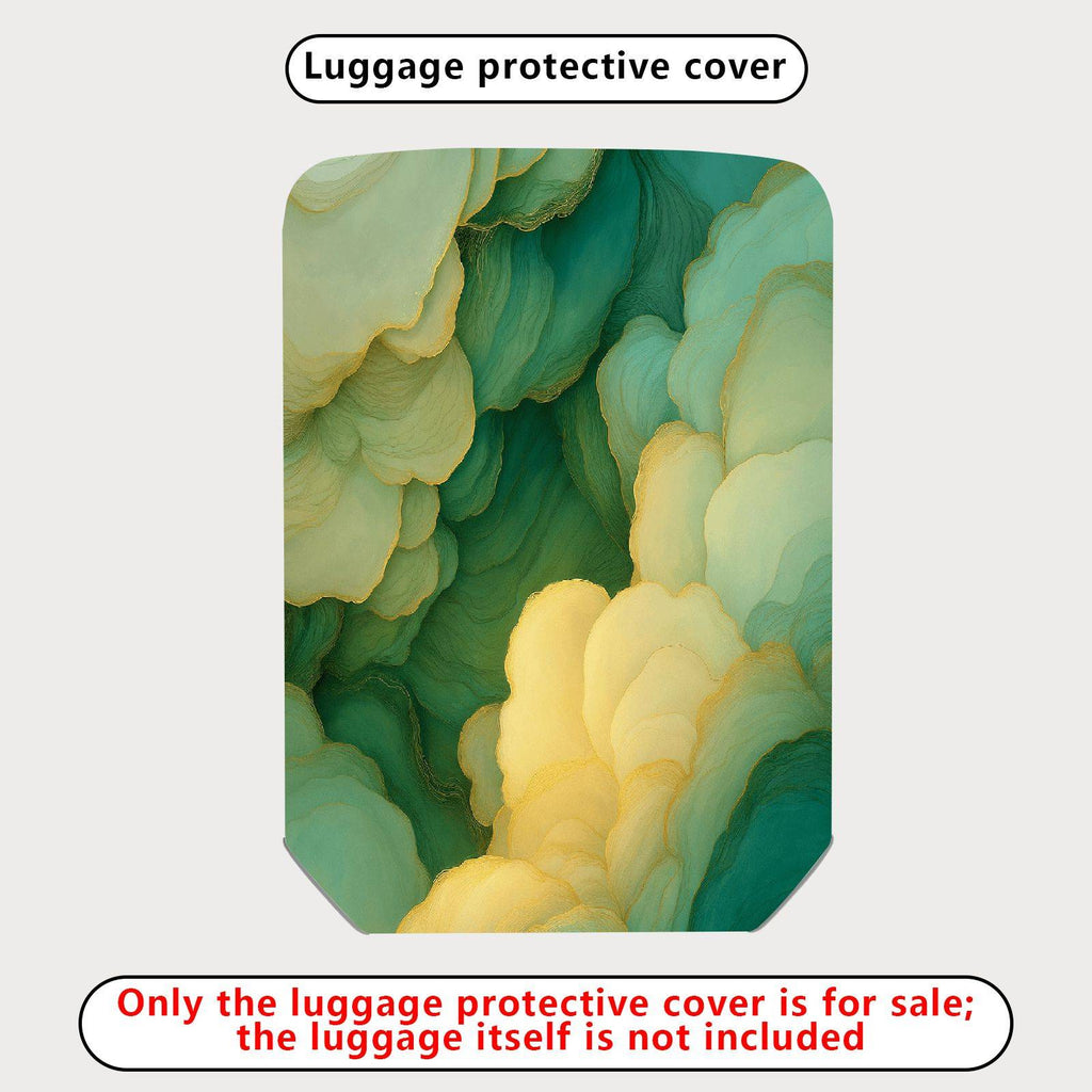 1-Piece Abstract Green Yellow Soft Wave Artistic  Suitcase Luggage Cover, Stretch Protective Sleeve