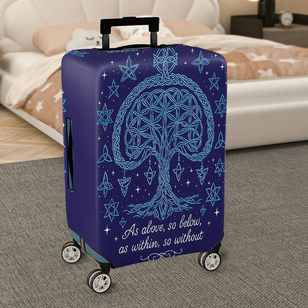1-Piece Tree of Life Stars Cosmic Spiritual Quote  Suitcase Luggage Cover, Stretch Protective Sleeve