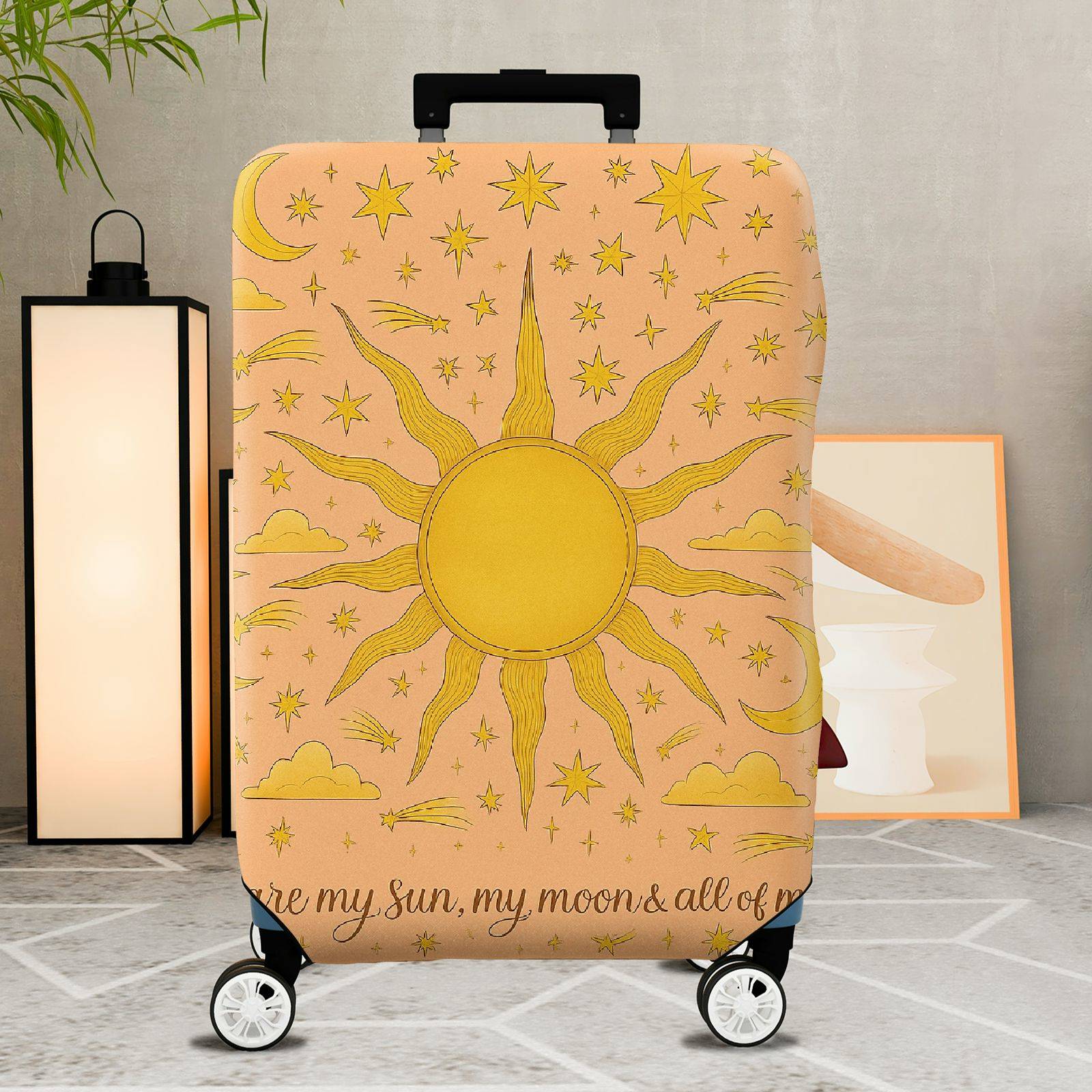 1-Piece Sun Moon Star Cosmic Celestial Sky  Suitcase Luggage Cover, Stretch Protective Sleeve