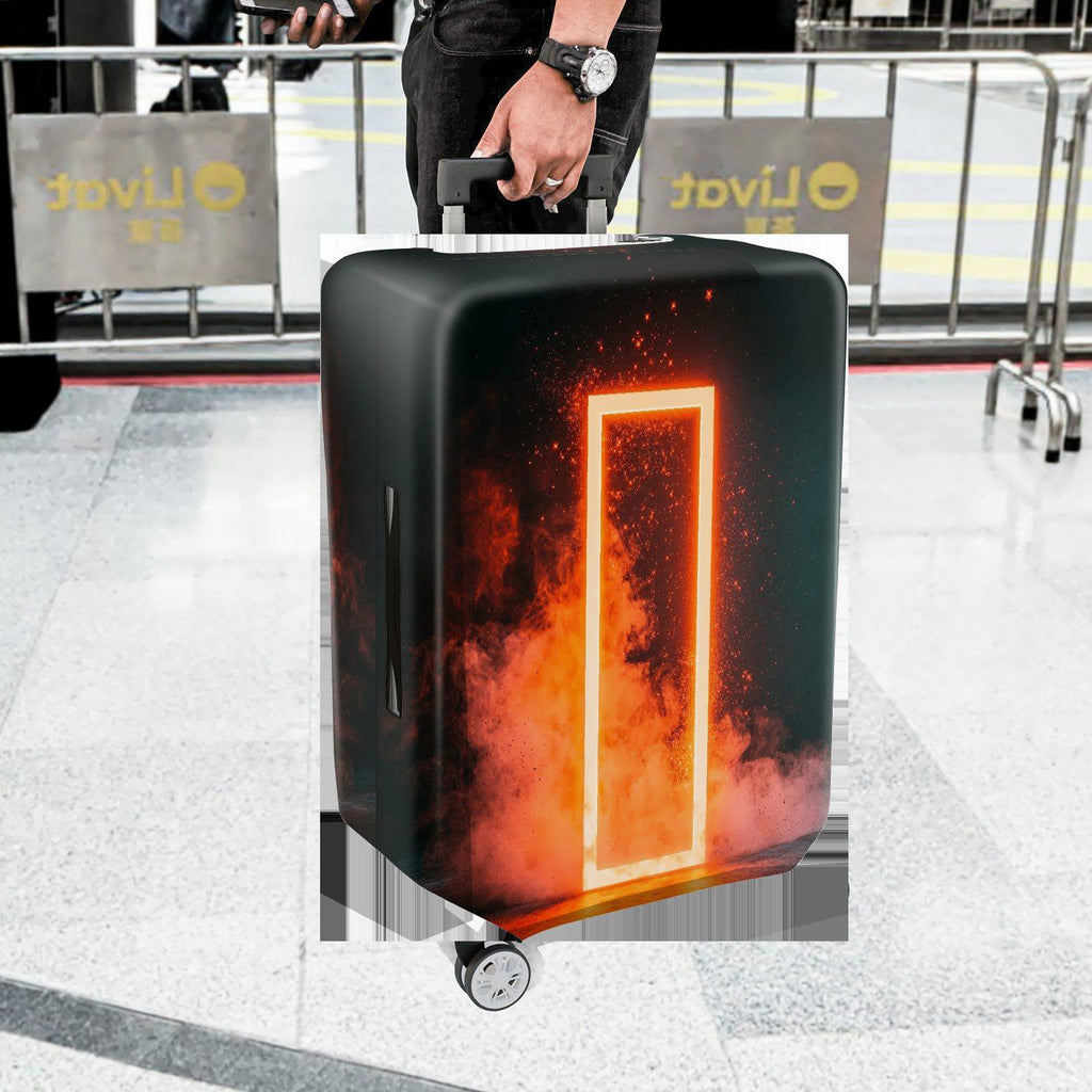 1-Piece Fiery Mysterious Futuristic Abstract Cosmic  Suitcase Luggage Cover, Stretch Protective Sleeve