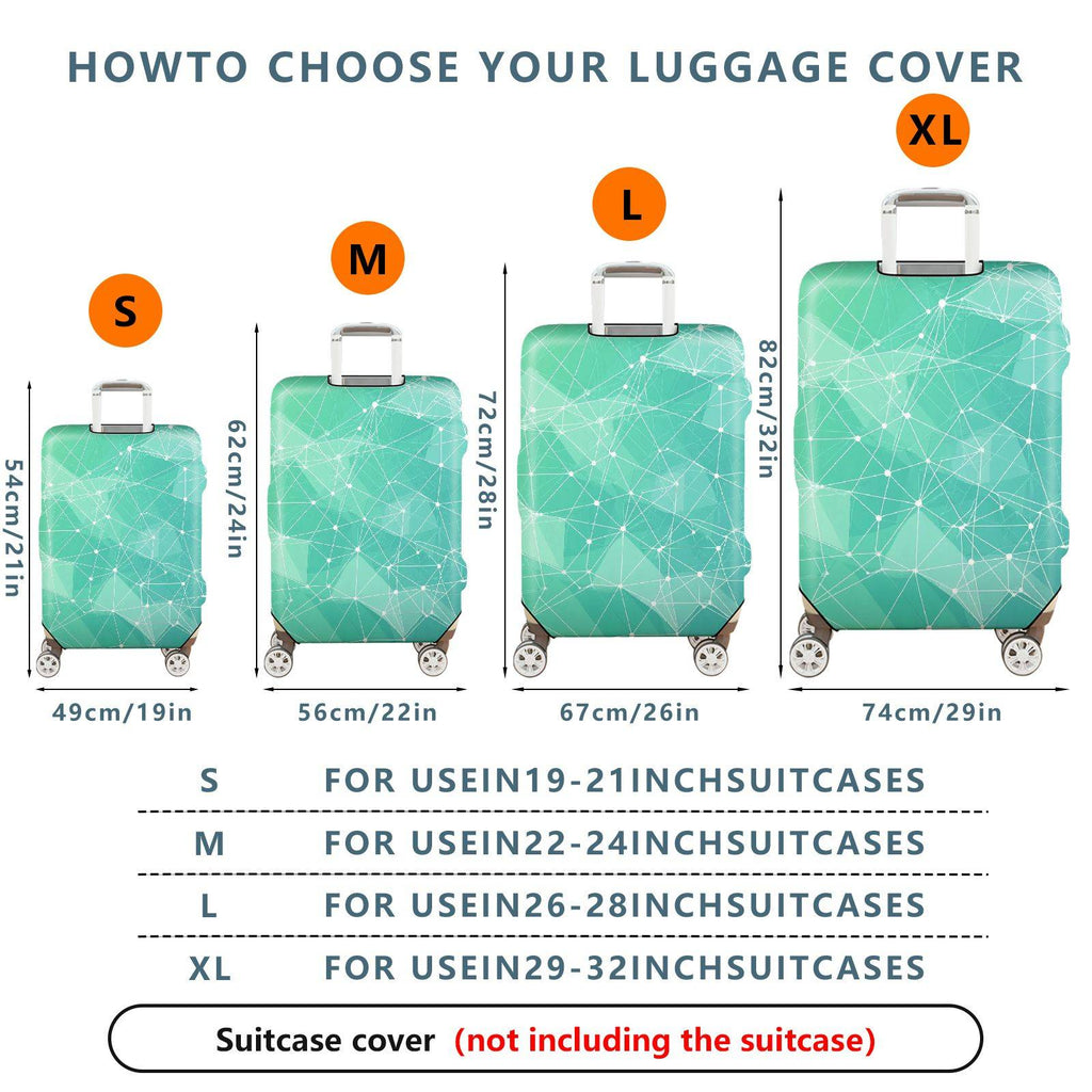 1-Piece Geometric Teal Lattice Abstract Modern Stylish  Suitcase Luggage Cover, Stretch Protective Sleeve