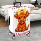 1-Piece Cute Cow  Floral Bowknot Funny Text  Suitcase Luggage Cover, Stretch Protective Sleeve