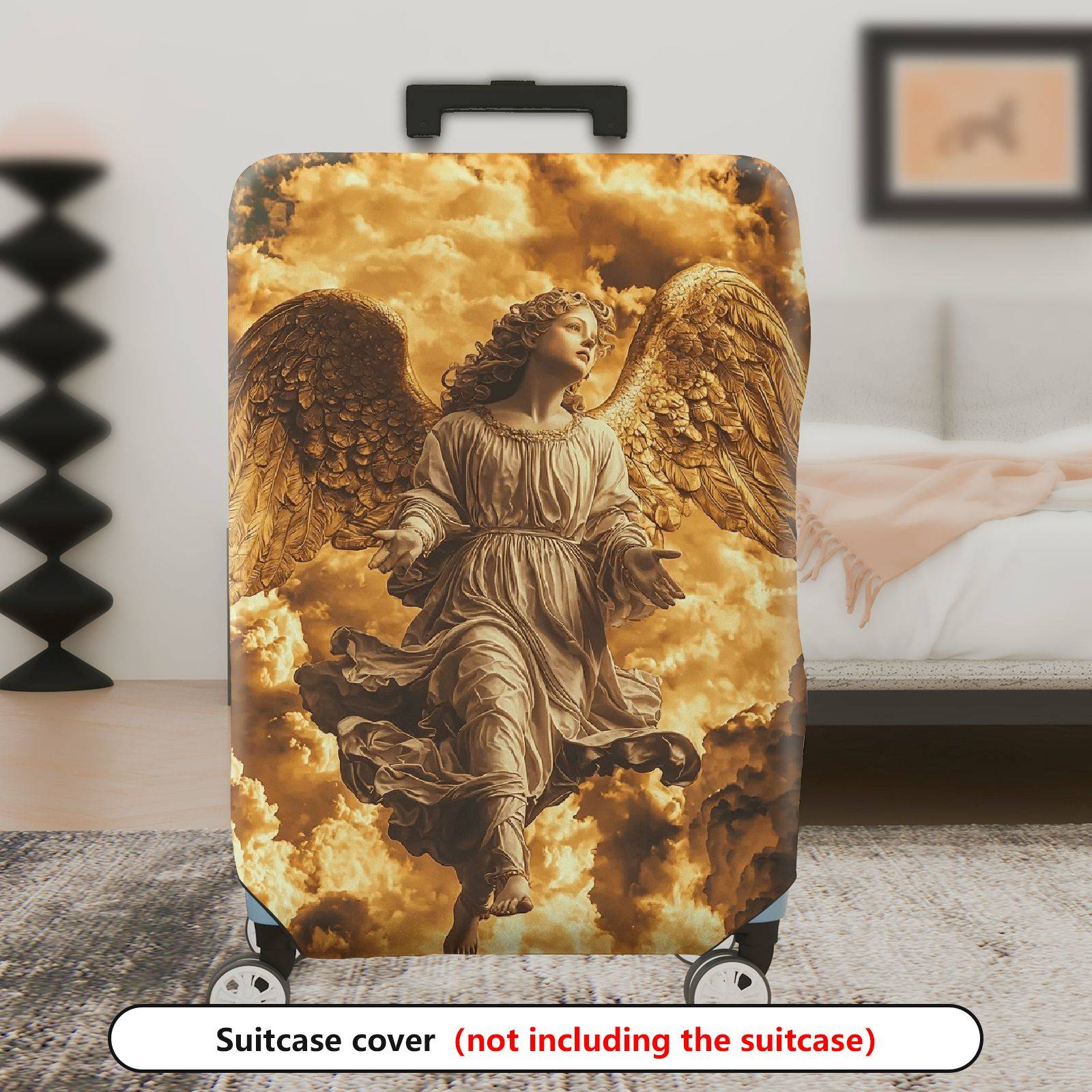 1-Piece Angelic Heavenly Clouds Golden Wings Divine Guardian  Suitcase Luggage Cover, Stretch Protective Sleeve