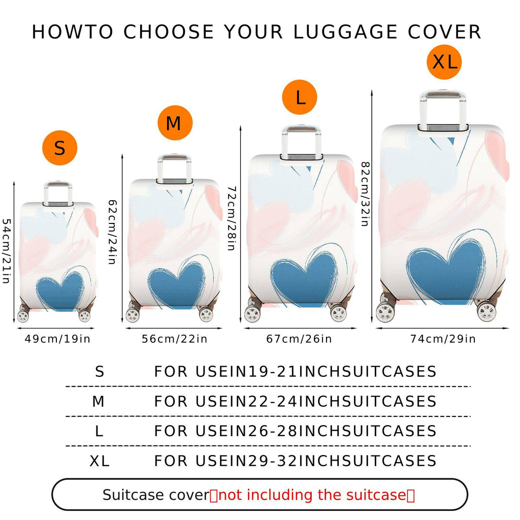 1-Piece Abstract Pastel Blue Heart Travel Luggage  Suitcase Luggage Cover, Stretch Protective Sleeve