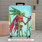 1-Piece Frog Smoking Red Scarf Whimsical Artistic  Suitcase Luggage Cover, Stretch Protective Sleeve