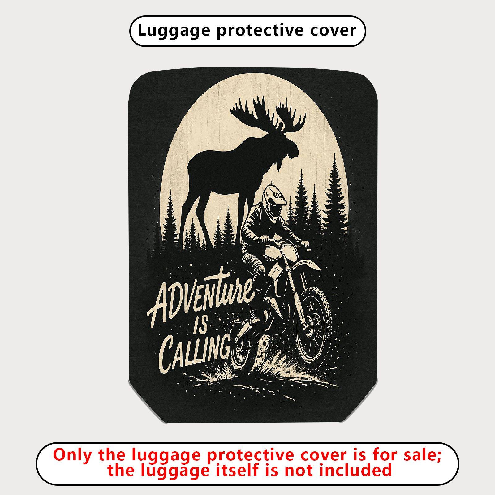 1-Piece Adventure Moose Forest Motorcycle Vintage  Suitcase Luggage Cover, Stretch Protective Sleeve