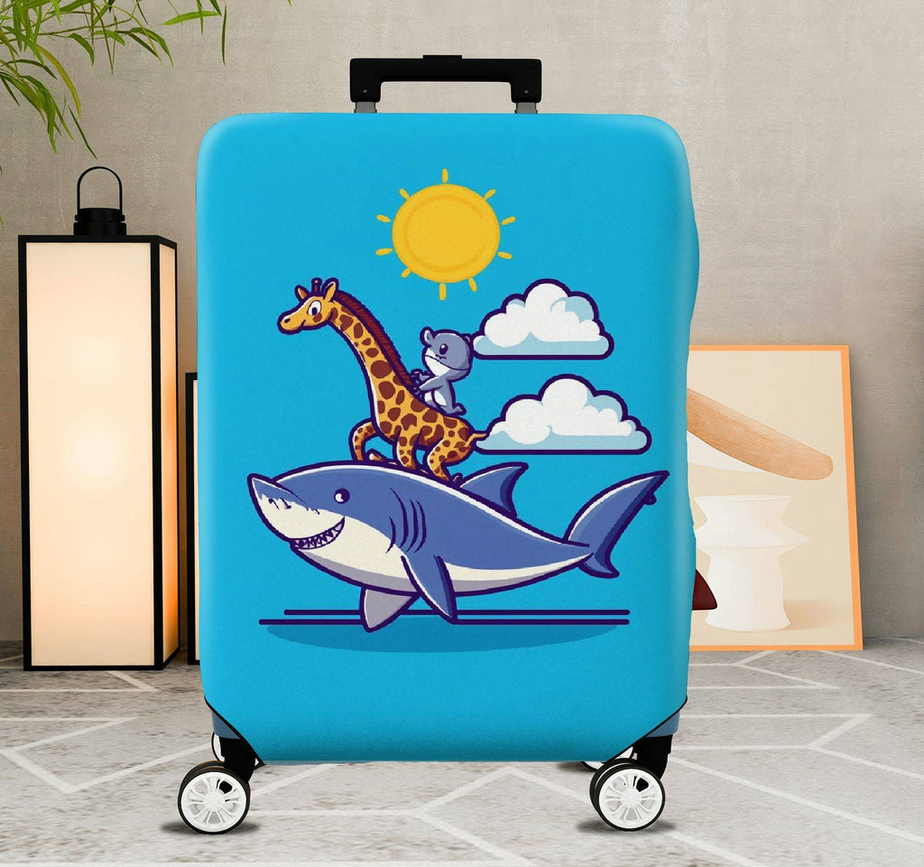 1-Piece Animal Shark Giraffe Mouse Sun Cloud  Suitcase Luggage Cover, Stretch Protective Sleeve