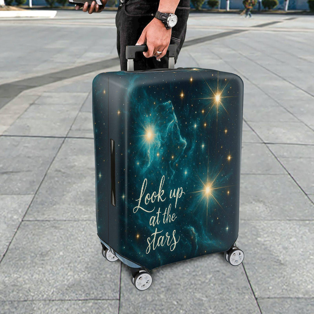 1-Piece Starry Night Cosmic Universe Inspirational Quote  Suitcase Luggage Cover, Stretch Protective Sleeve
