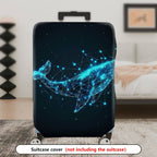 1-Piece Cosmic Whale Starry Network Futuristic Digital Abstract  Suitcase Luggage Cover, Stretch Protective Sleeve