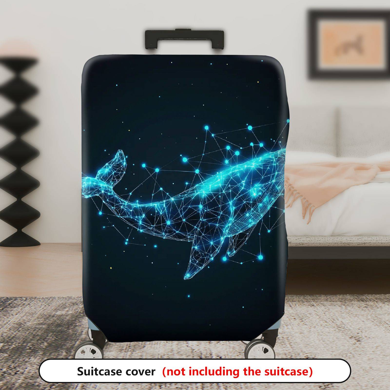 1-Piece Cosmic Whale Starry Network Futuristic Digital Abstract  Suitcase Luggage Cover, Stretch Protective Sleeve