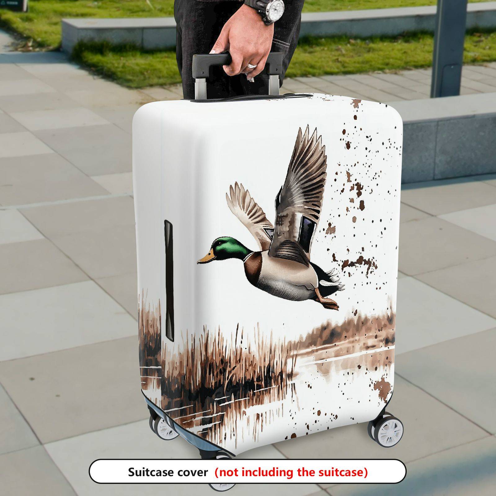 1-Piece Wild Duck Flying Nature Countryside Artistic  Suitcase Luggage Cover, Stretch Protective Sleeve
