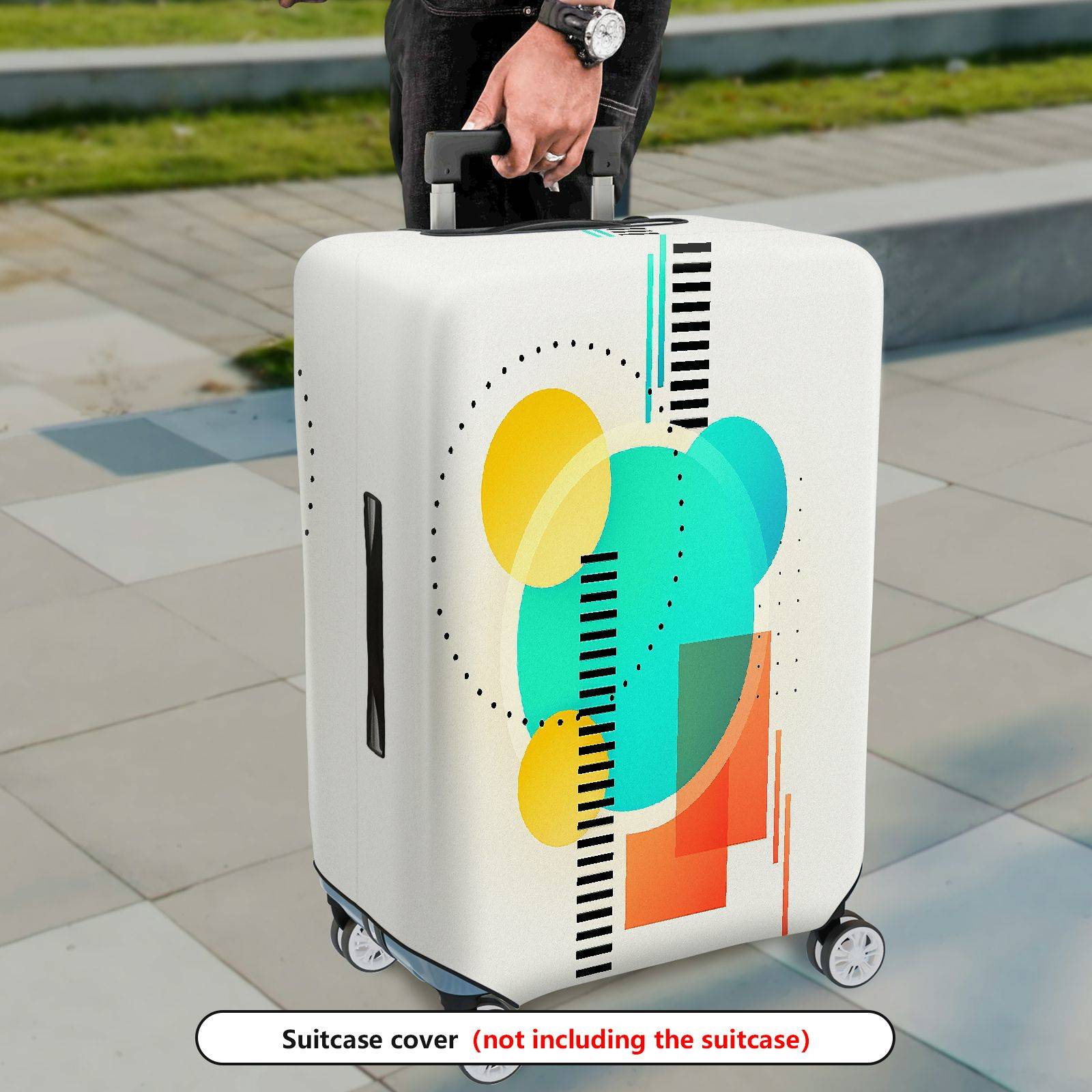 1-Piece Abstract Colorful Geometric Artistic Modern Travel  Suitcase Luggage Cover, Stretch Protective Sleeve