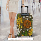 1-Piece Floral Pattern Retro Vintage Colorful Artistic Luggage  Suitcase Luggage Cover, Stretch Protective Sleeve