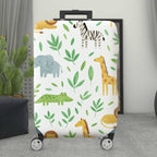 1-Piece Animal Green Leaf Travel Safari Animal Zoo  Suitcase Luggage Cover, Stretch Protective Sleeve