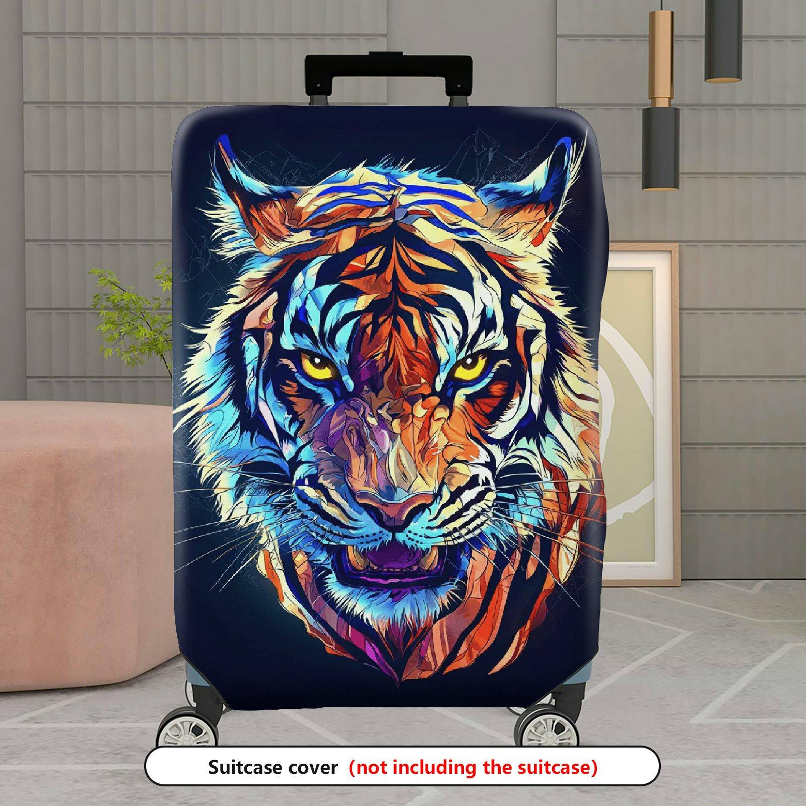 1-Piece Animal Tiger Colorful Vivid Artistic Graphic  Suitcase Luggage Cover, Stretch Protective Sleeve