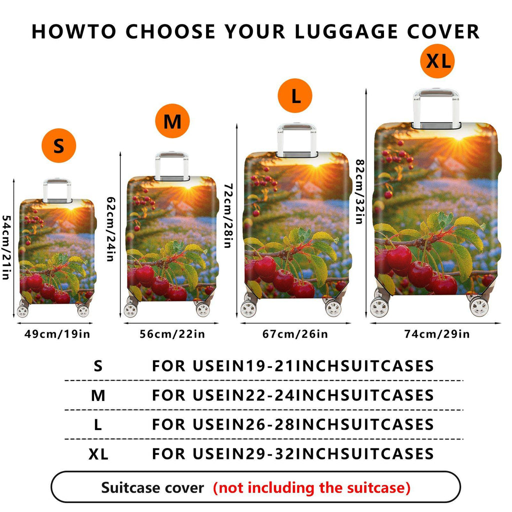 1-Piece Cherry Sunset Nature Landscape Travel Scenic  Suitcase Luggage Cover, Stretch Protective Sleeve