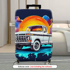 1-Piece Retro Sunset Truck Sky Artistic Colorful  Suitcase Luggage Cover, Stretch Protective Sleeve