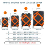 1-Piece Geometric Modern Abstract Orange Black Minimalist Artistic  Suitcase Luggage Cover, Stretch Protective Sleeve