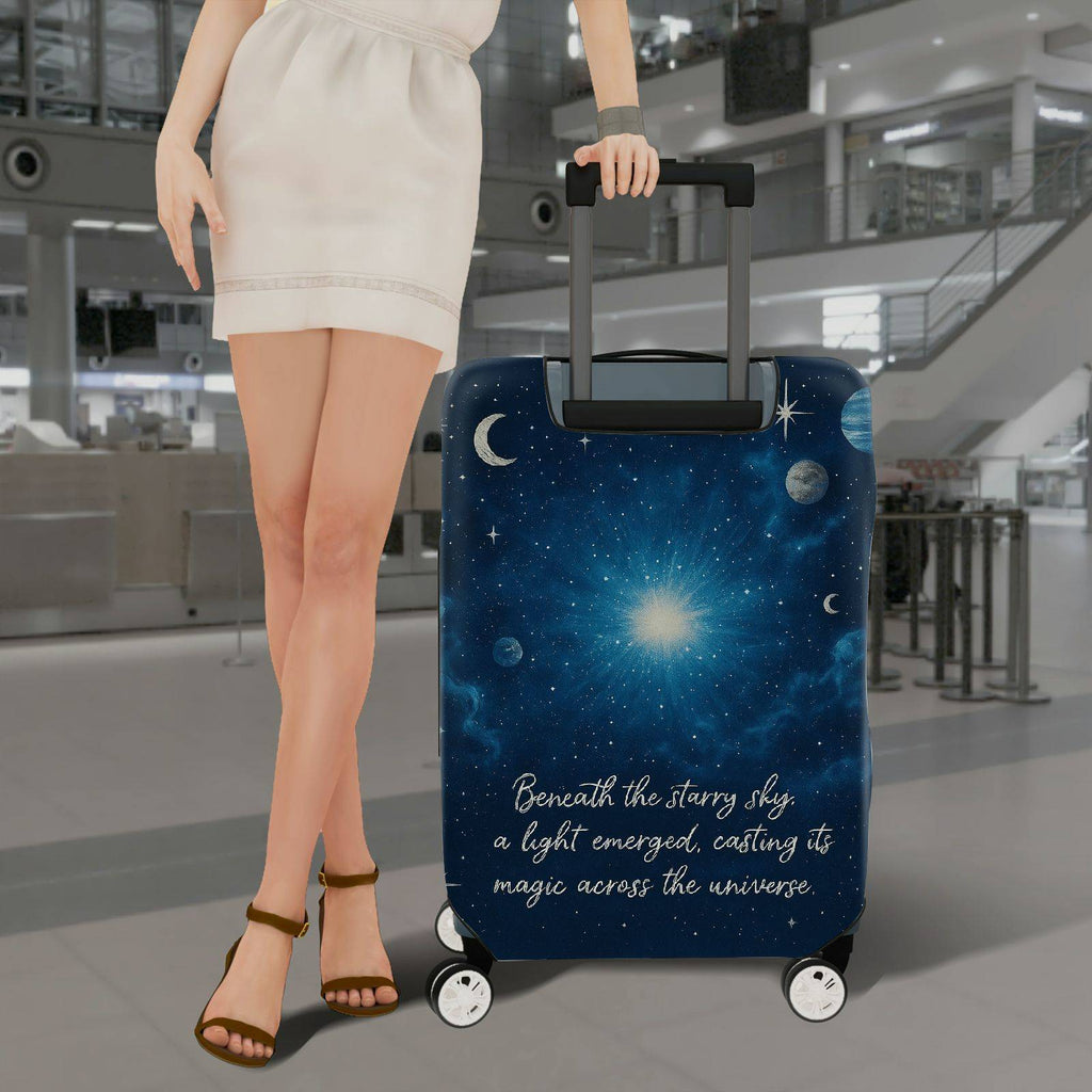 1-Piece Starry Night Cosmic Universe Galaxy Celestial Moon  Suitcase Luggage Cover, Stretch Protective Sleeve