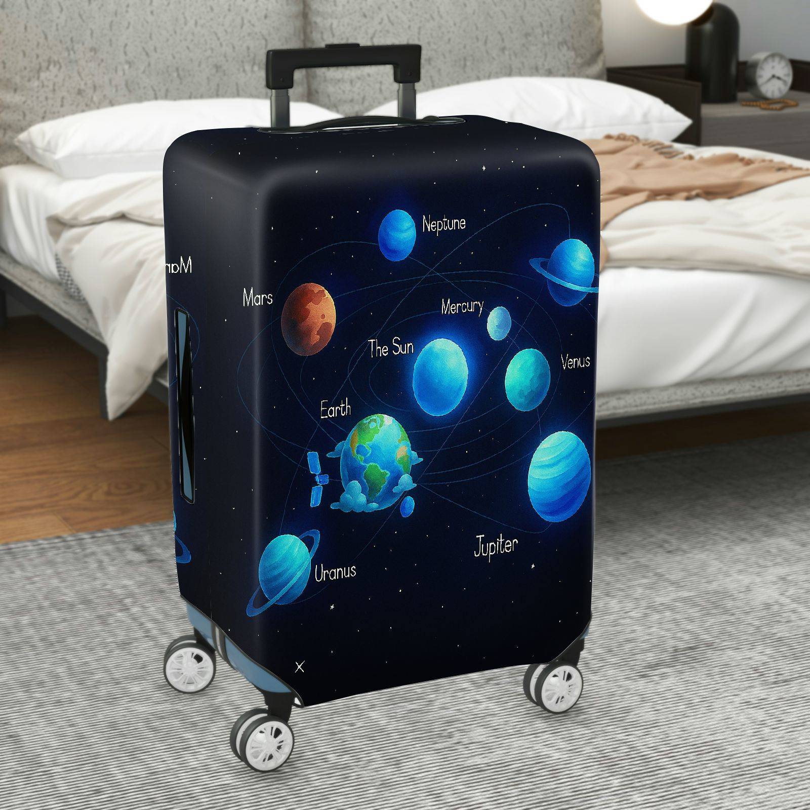 1-Piece Solar System Universe Planet Galaxy Astronomical Space  Suitcase Luggage Cover, Stretch Protective Sleeve