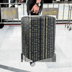 1-Piece Elegant Geometric Pattern Vertical Stripes Blue Gold  Suitcase Luggage Cover, Stretch Protective Sleeve