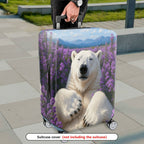 1-Piece Polar Bear Lavender Mountain Nature Landscape  Suitcase Luggage Cover, Stretch Protective Sleeve