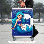 1-Piece Mermaid Fantasy Artistic Decorative Blue  Suitcase Luggage Cover, Stretch Protective Sleeve