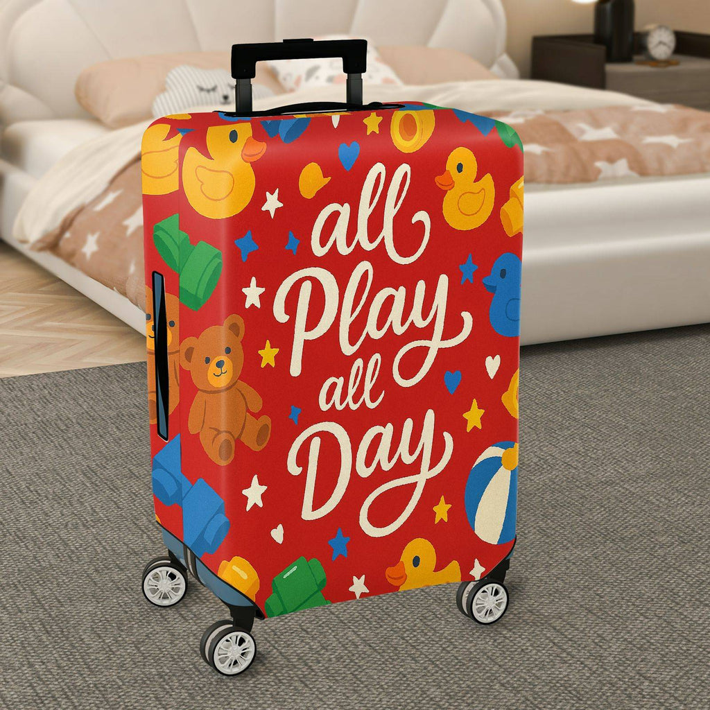 1-Piece All Play Day Teddy Duck Star Heart  Suitcase Luggage Cover, Stretch Protective Sleeve
