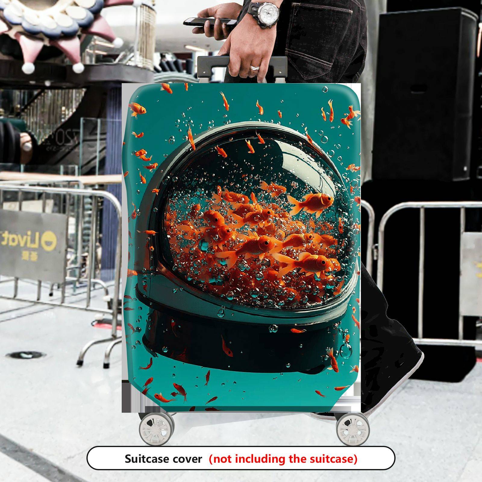 1-Piece Aquarium Fish Water Bubble Creative Lively Colorful  Suitcase Luggage Cover, Stretch Protective Sleeve