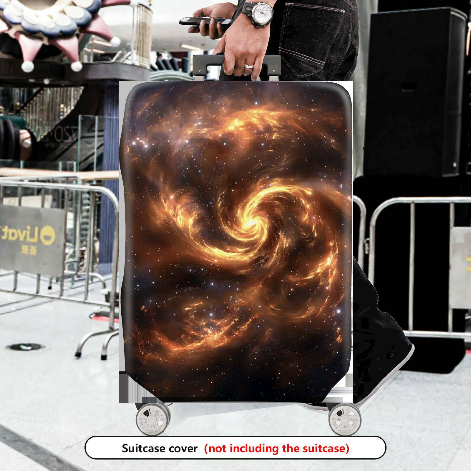 1-Piece Galaxy Nebula Space Swirl Cosmic  Suitcase Luggage Cover, Stretch Protective Sleeve