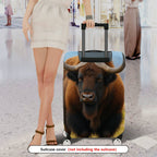 1-Piece Animal Nature Brown Horned Wildlife Unique  Suitcase Luggage Cover, Stretch Protective Sleeve