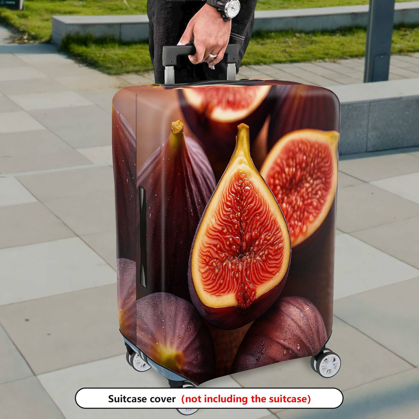 1-Piece Fruit Fig Artistic Vibrant Fresh Juicy  Suitcase Luggage Cover, Stretch Protective Sleeve
