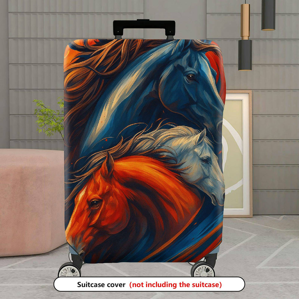 1-Piece Colorful Elegant Horse Artistic Vibrant Dynamic  Suitcase Luggage Cover, Stretch Protective Sleeve