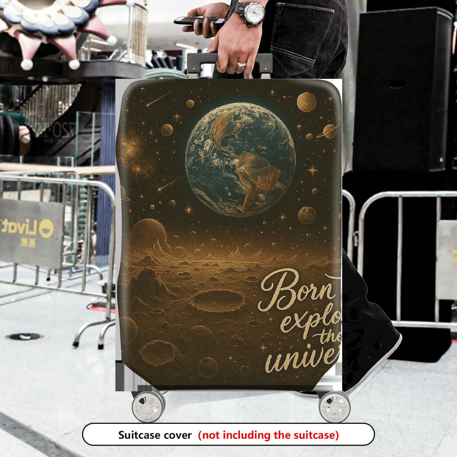 1-Piece Cosmic Space Planet Universe Explore  Suitcase Luggage Cover, Stretch Protective Sleeve