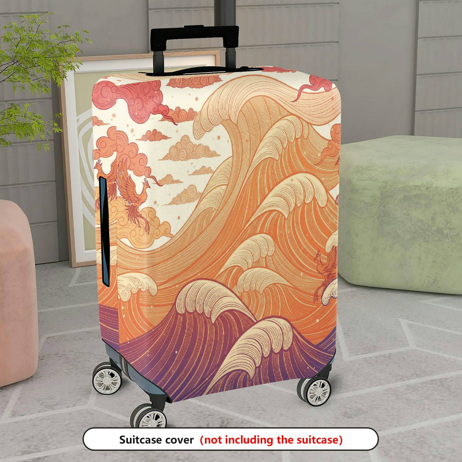 1-Piece Abstract Ocean Waves Artistic Flow Zen Mythical  Suitcase Luggage Cover, Stretch Protective Sleeve