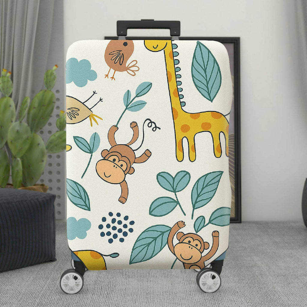 1-Piece Cute  Animal Leaf Giraffe Monkey Bird  Suitcase Luggage Cover, Stretch Protective Sleeve