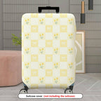 1-Piece Yellow Floral Checkered Bow Spring Pattern  Suitcase Luggage Cover, Stretch Protective Sleeve