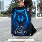 1-Piece Cosmic Wolf Galaxy Stars Moon Text  Suitcase Luggage Cover, Stretch Protective Sleeve