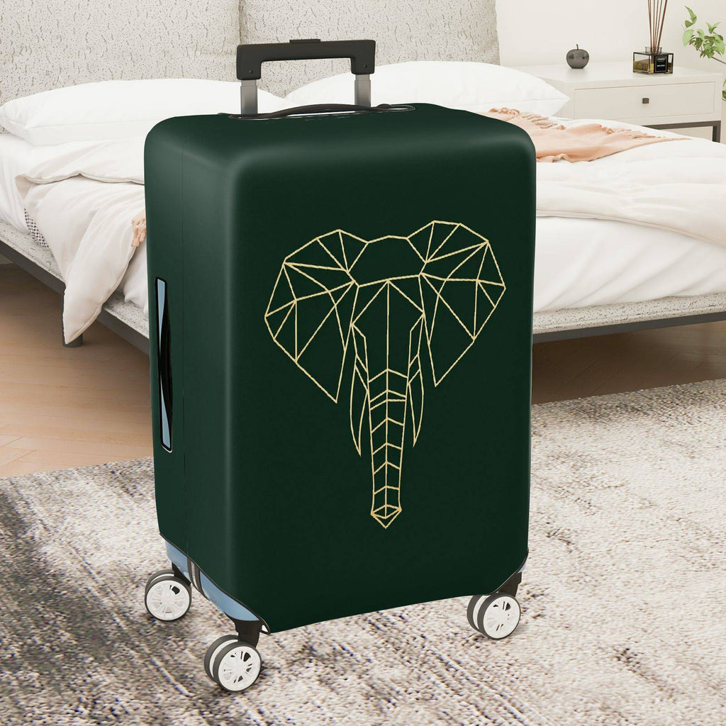 1-Piece Geometric Elephant Dark Green Modern Stylish Unique  Suitcase Luggage Cover, Stretch Protective Sleeve