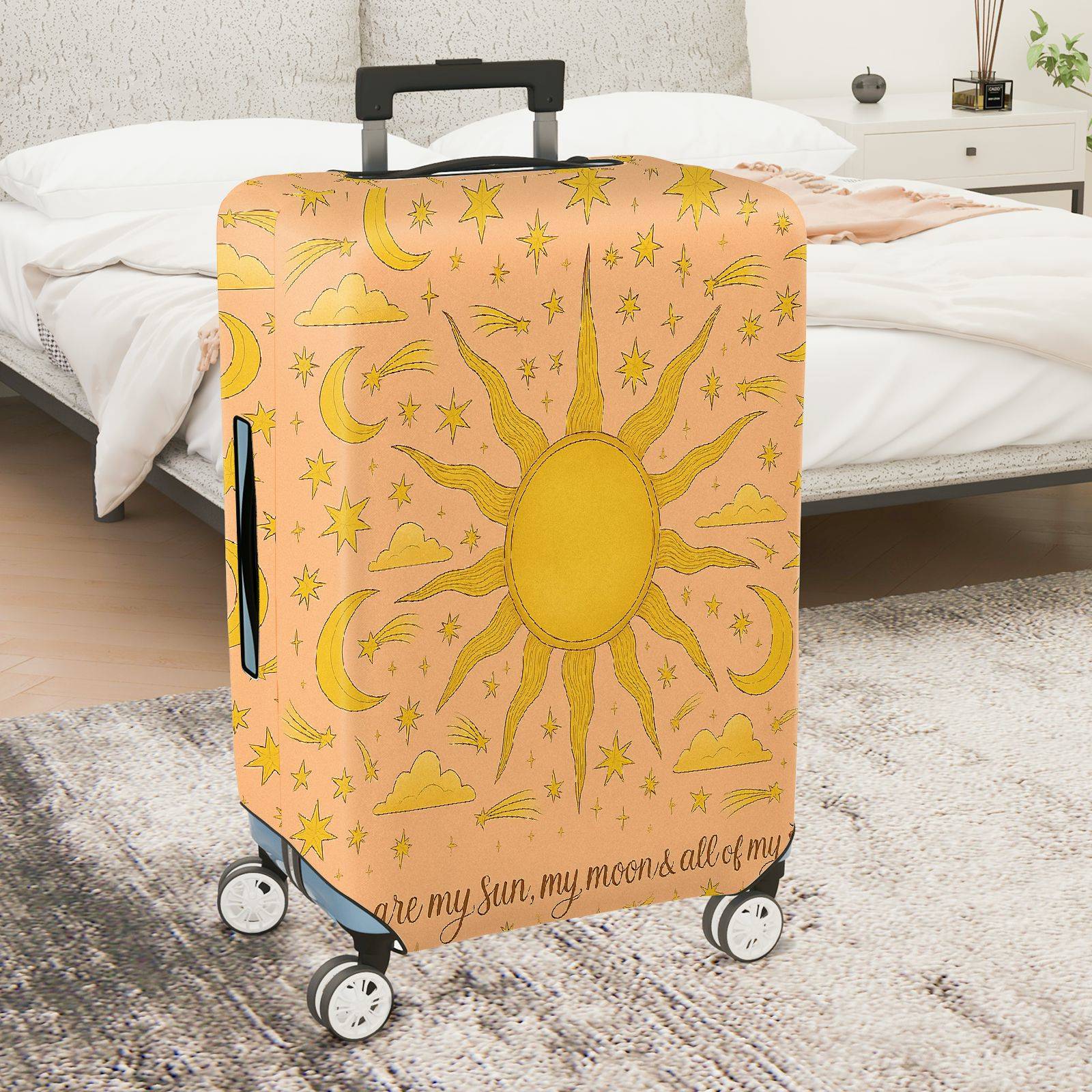 1-Piece Sun Moon Star Cosmic Celestial Sky  Suitcase Luggage Cover, Stretch Protective Sleeve