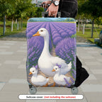 1-Piece Goose Lavender Family Purple Scenic Artistic  Suitcase Luggage Cover, Stretch Protective Sleeve