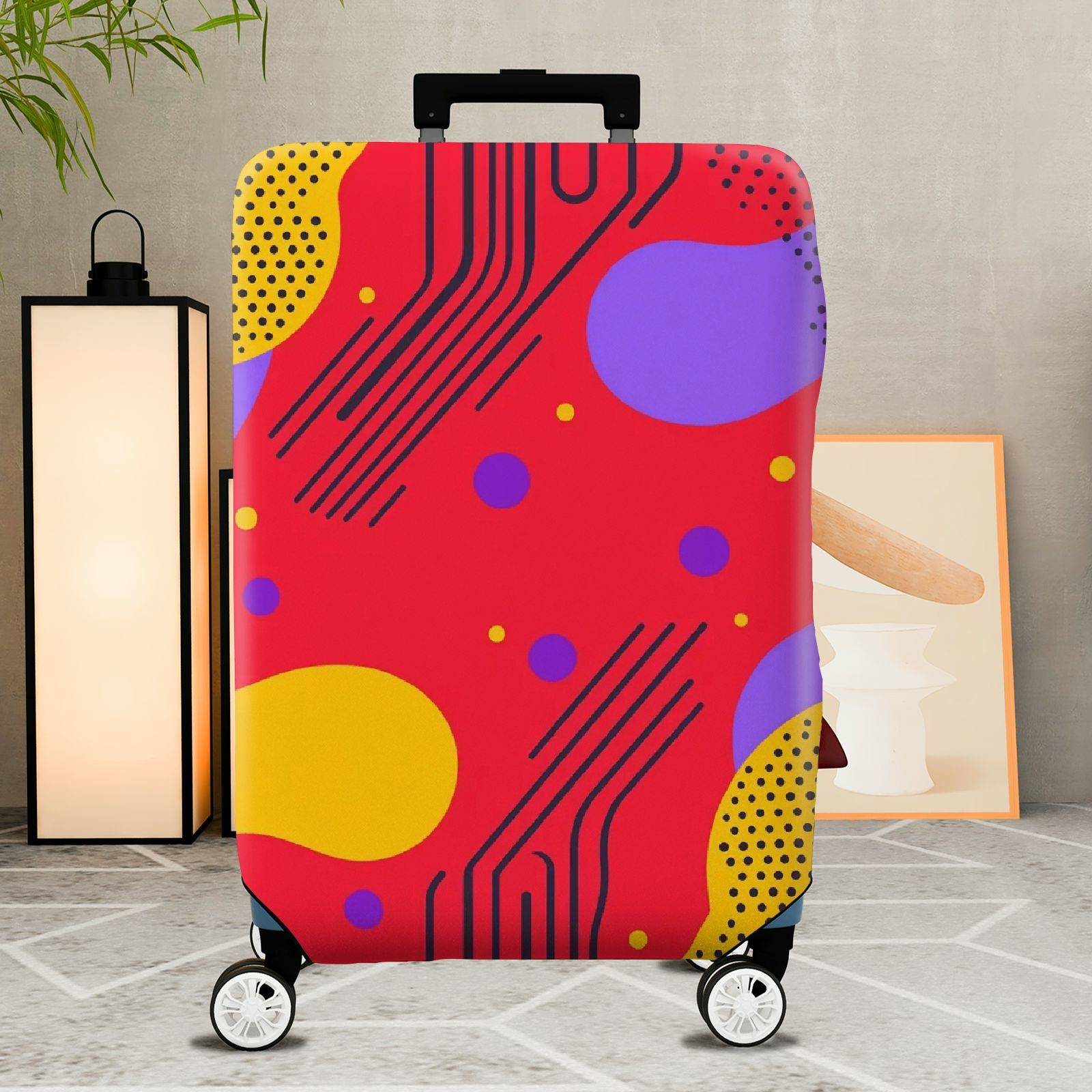 1-Piece Abstract Colorful Geometric Pattern Artistic Graphic Creative  Suitcase Luggage Cover, Stretch Protective Sleeve